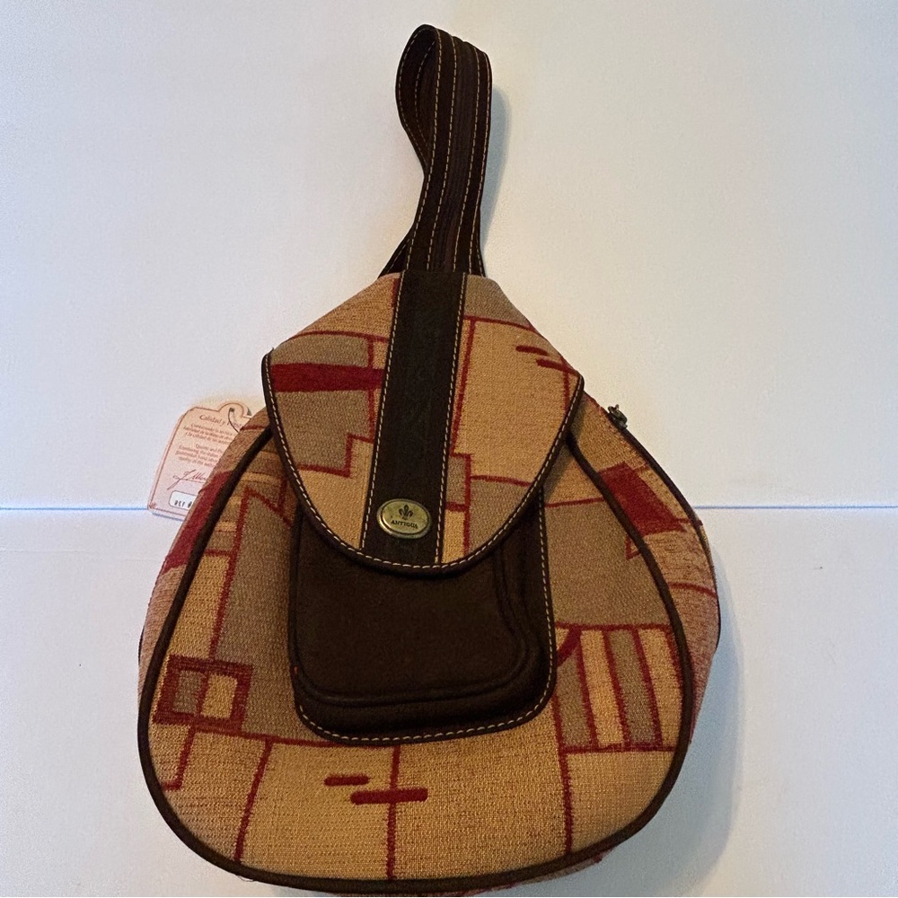 ANTIGUA LEATHER Brown Suede BACK PACK/PURSE,SLING OR DOUBLE HANDLE 4 Pockets‎